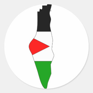 Sticker Rond Carte du drapeau palestinien