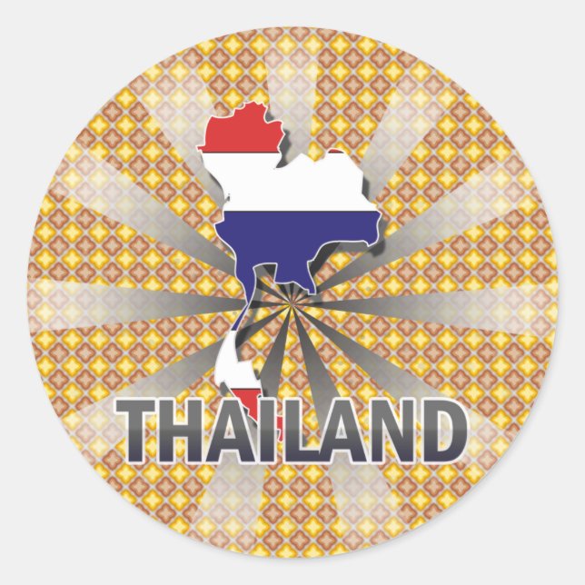 Sticker Rond Carte du drapeau thaïlandais 2.0 (Devant)