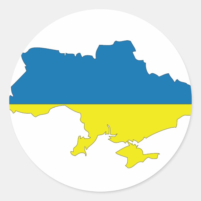 Sticker Rond Carte du drapeau ukrainien (Devant)