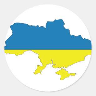 Sticker Rond Carte du drapeau ukrainien
