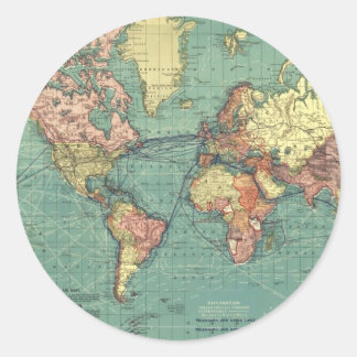 Sticker Rond Carte du monde 1919