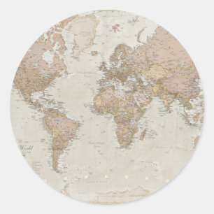 Sticker Rond Carte du monde antique