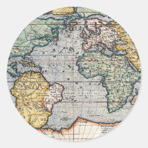 Sticker Rond Carte du monde antique du XVIe siècle