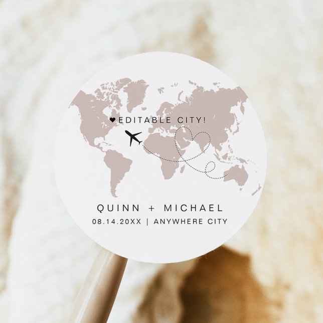 Sticker Rond Carte du monde QUINN Destination de voyage Enregis (Créateur téléchargé)