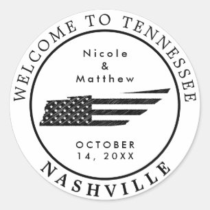 Sticker Rond Carte du Tennessee de Nashville Accueil Mariage mi