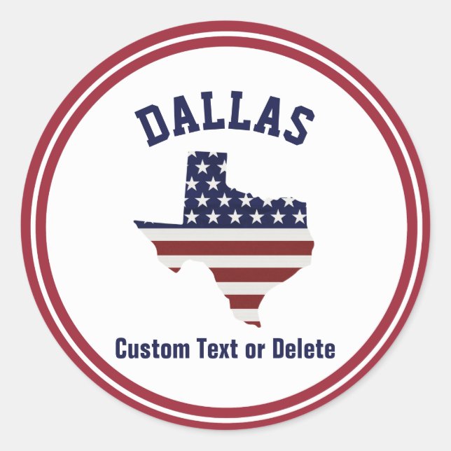 Sticker Rond Carte du Texas | Drapeau Patriotique USA | Ville o (Devant)