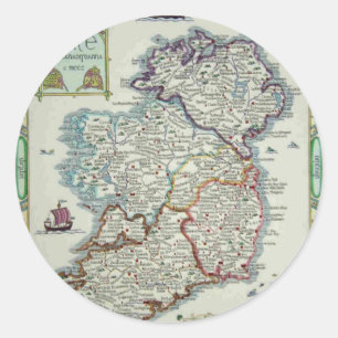 Sticker Rond Carte Irlande - Carte historique irlandaise Eire E