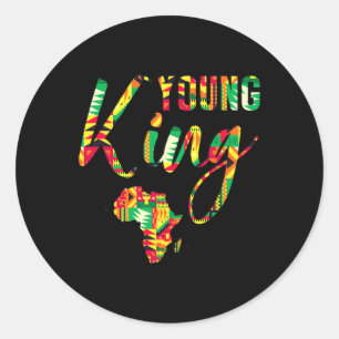 Sticker Rond Carte Jeune Roi Africain Kente Boys Men Little