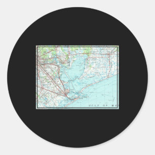 Sticker Rond Carte nautique vintage Galveston Bay Tx (1975)