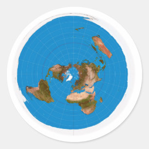 Sticker Rond Carte plate de la terre - projection équidistante