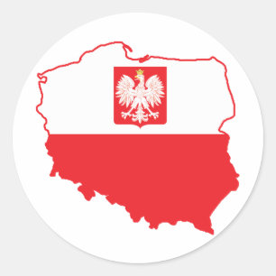 Sticker Rond Carte Pologne En Polonais