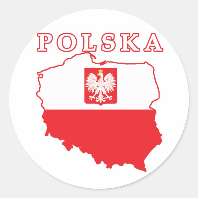 Sticker Rond Carte Polska avec aigle (Devant)