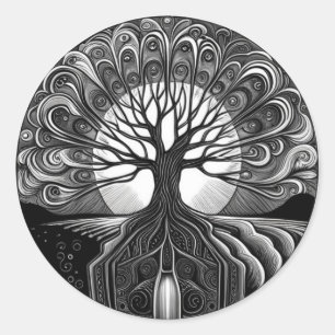Sticker Rond Carte postale Arbre de vie