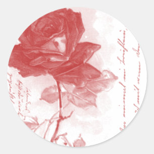 Sticker Rond Carte postale Rose rouge