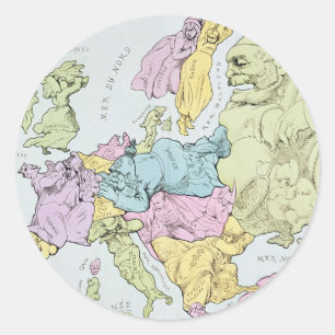 Sticker Rond Carte satirique de l'Europe 1871
