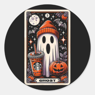 Sticker Rond Carte Tarot Ghost mignonne Saison Éffrayante Jack-