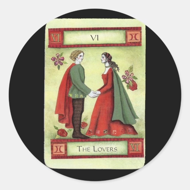 Sticker Rond Carte tarot "Les Amoureux" (Devant)