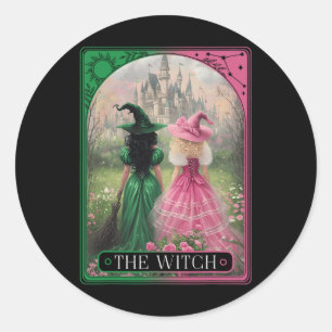 Sticker Rond Carte Tarot Sorcière Halloween Salem Witch Craft W