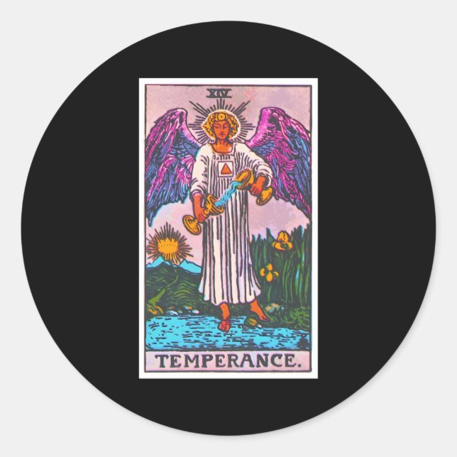 Sticker Rond Carte Tarot Tempérance Psychique Occulte Métaphysi (Devant)