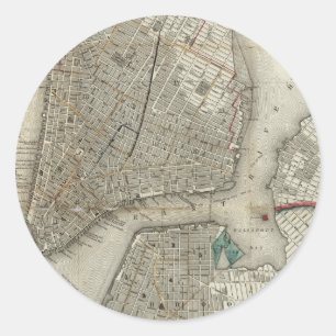 Sticker Rond Carte vintage de New York