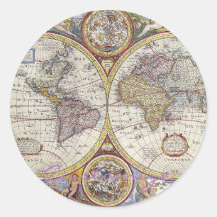 Sticker Rond Carte Vintage World Traveller Thunder_Cove