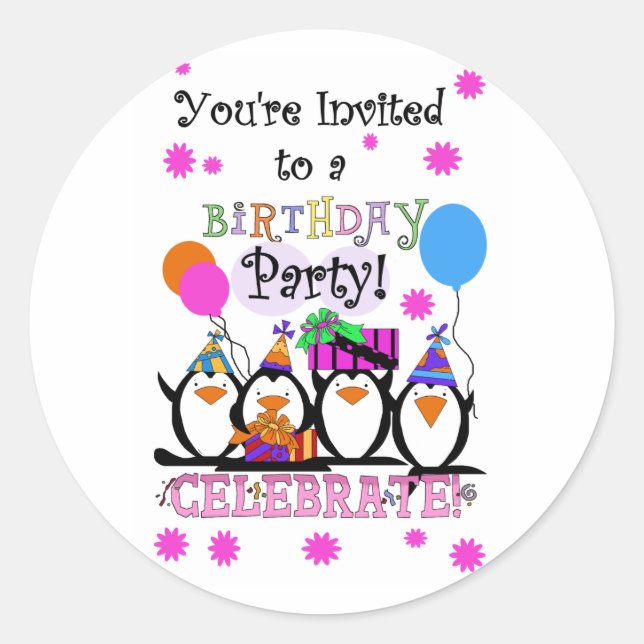 Sticker Rond Cartes d'anniversaire et invitations pour des ping (Devant)