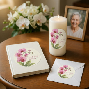 Sticker Rond Cartes de condoléances aquarelles vintage personna