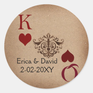 Sticker Rond Cartes de Mariage Rustique Las Vegas