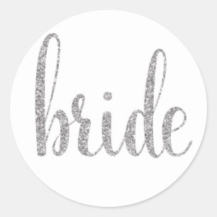 Sticker Rond Cartes de mariée en argent, police de parties scin