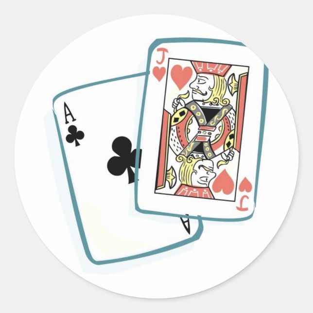 Sticker Rond Cartes de poker Ace et Jack (Devant)