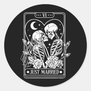 Sticker Rond Cartes de tarot de couples de squelettes mariés Mr