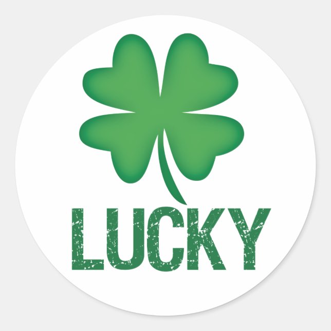 Sticker Rond Cartes de trèfle à quatre feuilles Lucky St. Patri (Devant)