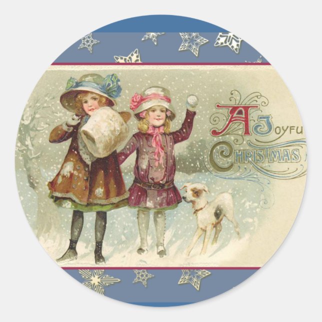 Sticker Rond Cartes et cartes postales de Joyeux Joyeux et Vint (Devant)