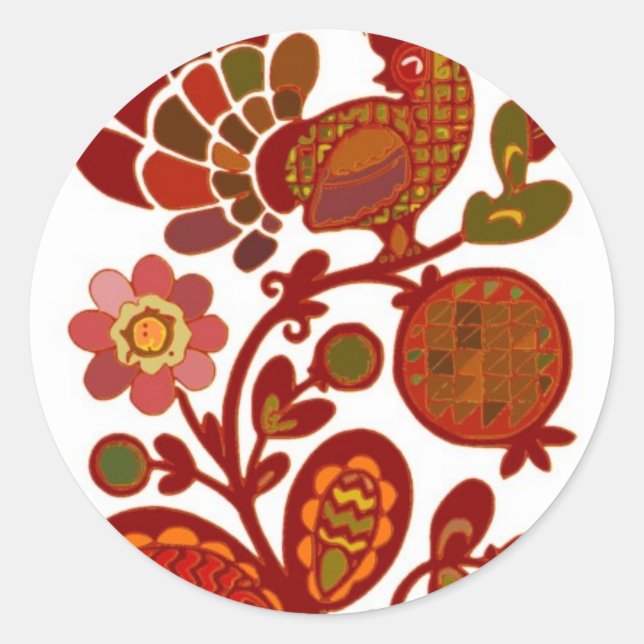 Sticker Rond Cartes postales des Motifs ukrainiens ethniques (Devant)