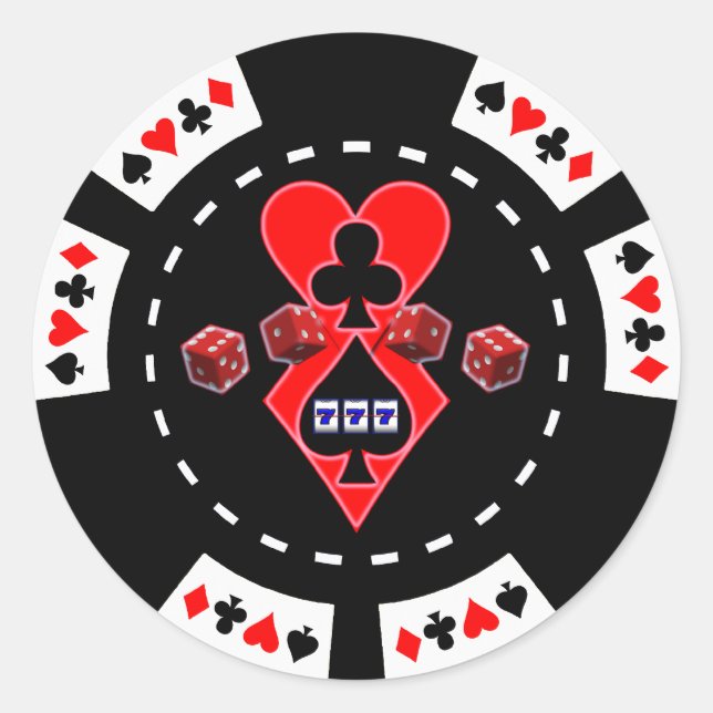 STICKER ROND CARTES SLOTS ET PILOTE DE POKER (Devant)