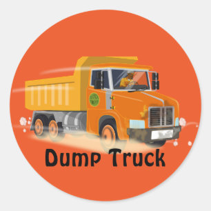 Sticker Rond Cartographie de camion à vidange jaune pour enfant