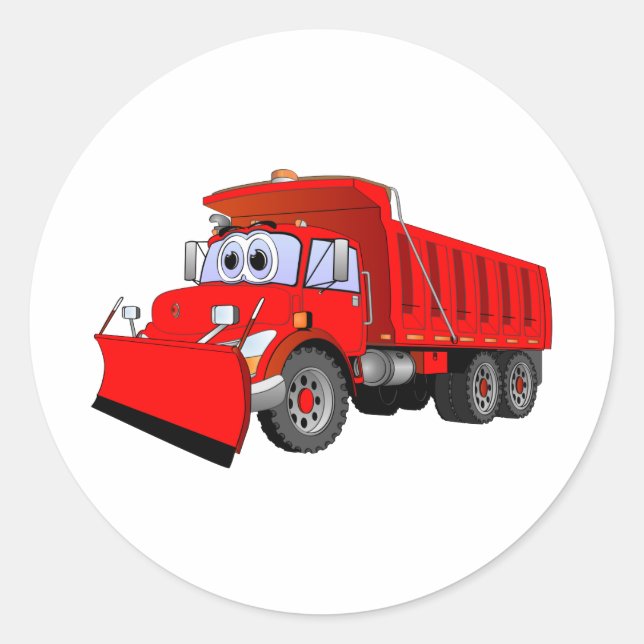 Sticker Rond Cartographie de camion à vidange rouge (Devant)