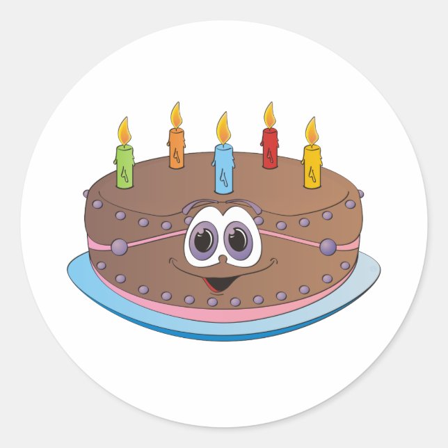 Sticker Rond Cartographie de gâteau d'anniversaire (Devant)