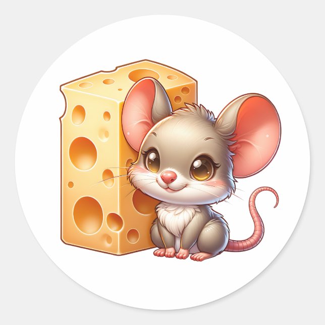 Sticker Rond Cartographie de la souris et du fromage (Devant)
