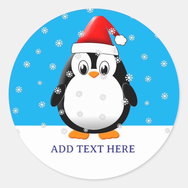 Sticker Rond Cartographie de pingouin mignon Flacons de neige p (Devant)