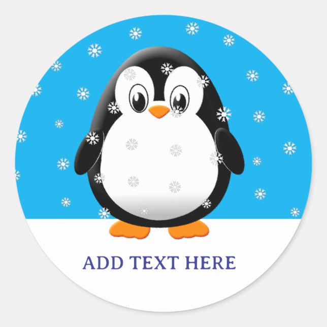 Sticker Rond Cartographie de pingouin mignon Flacons de neige p (Devant)