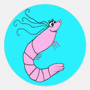 Sticker Rond Carton aux crevettes mignonnes