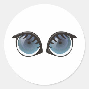 Sticker Rond Carton Blue Eyes