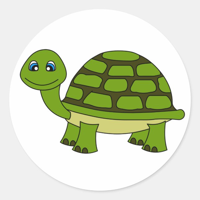 Sticker Rond Carton de la Tortue mignonne (Devant)