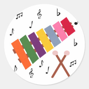 Sticker Rond Carton d'instrument de musique multicolore Xylopho