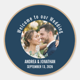 Sticker Rond Carton d'invitation de mariage Art Déco modifiable