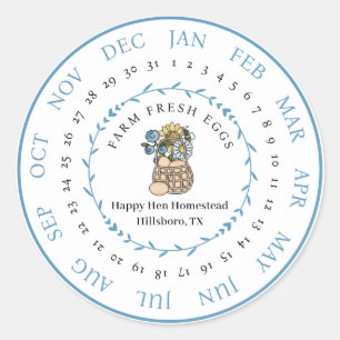 Sticker Rond Carton d'oeufs frais de ferme personnalisable Date