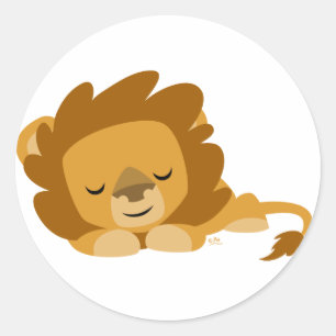 Sticker Rond Carton dormant Lion collant rond