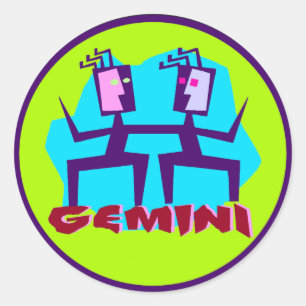Sticker Rond Carton Gemini Zodiac Astrologie design