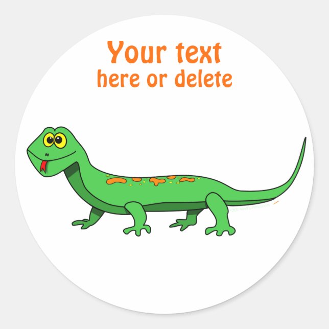 Sticker Rond Carton vert mignon Lizard Reptile enfant (Devant)